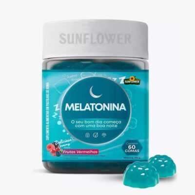 Gummy Melatonina   Frutas Vermelhas 60 Gomas Sunflower